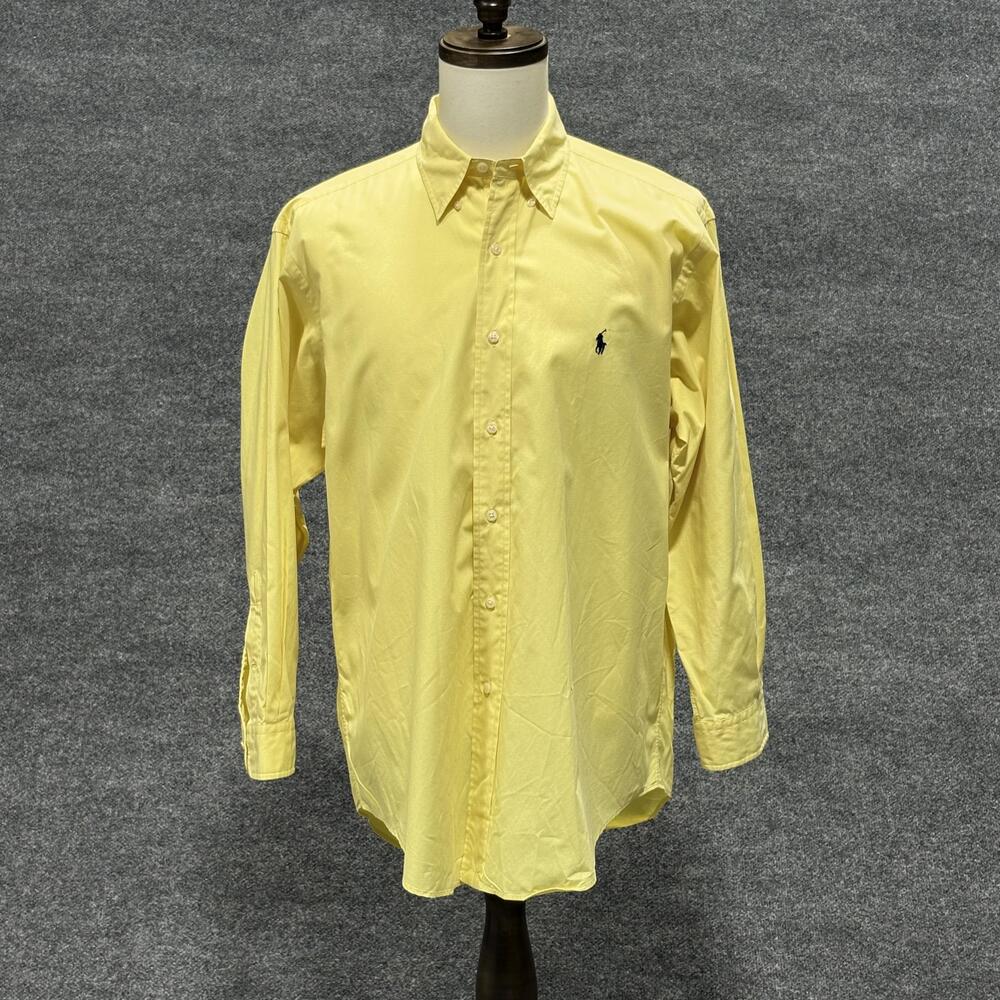 Ralph Lauren Shirt Mens 16 Large Yellow Yarmouth 100% Cotton Button Down Classic